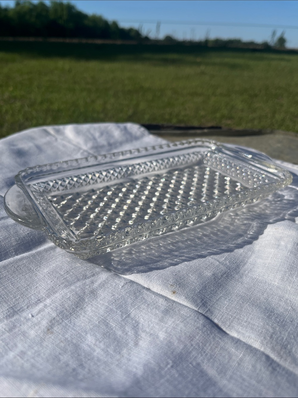 Clear Pressed Glass Serving Tray
